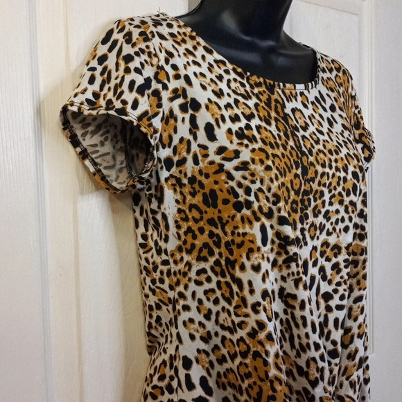 NY Collection Women's SS Cheetah Print Twist Blouse Sz S - Picture 4 of 9